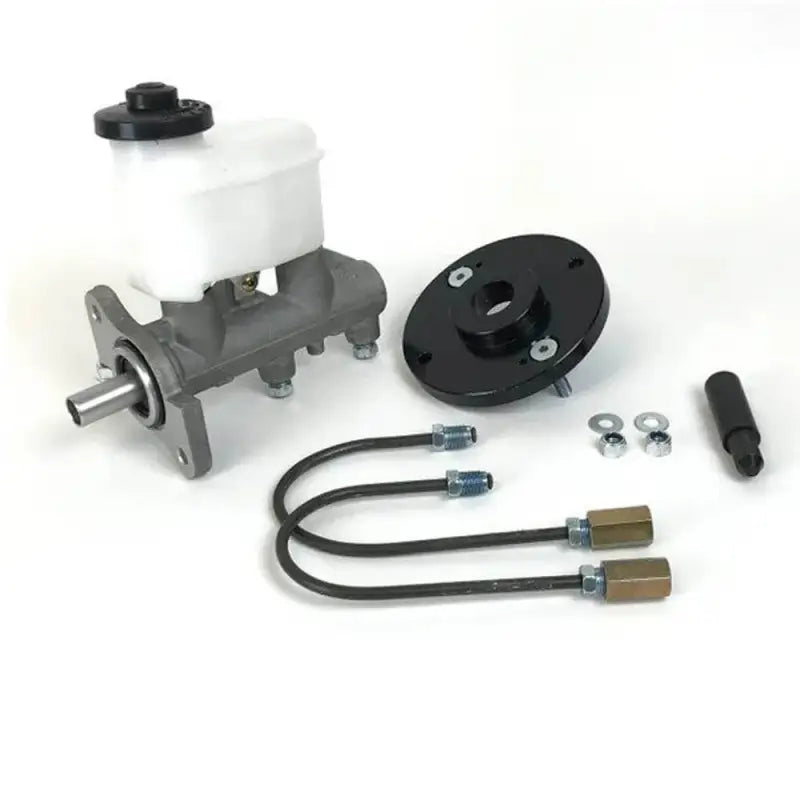 Toyota Tacoma master cylinder installation kit with components including master cylinder, bendable poly armor lines, and hardware.