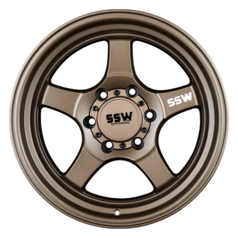 STRYKER 17x9.0 -25 matte bronze wheel with 5-spoke design, PCD 6x139.7, and SSW branding for off-road vehicles.