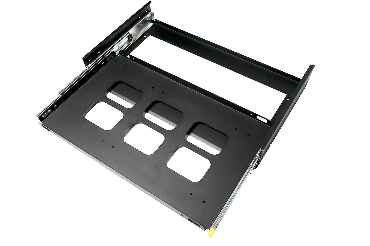 Top view of the SUPER Jumbo Side Pull Slide with cutout design, offering lightweight yet durable support for large fridges 95L+.