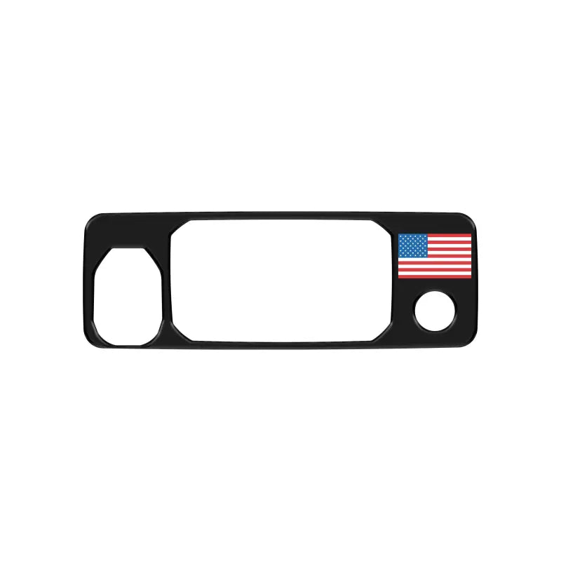 Black tailgate handle accent overlay with a US flag design for 2016-2023 Toyota Tacoma, showcasing patriotic styling.