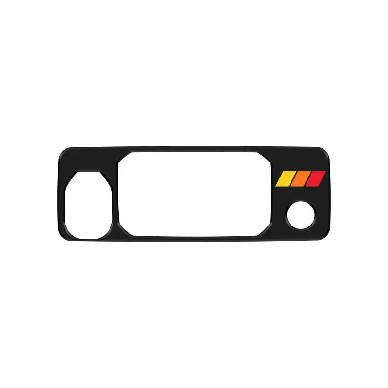 Black tailgate handle accent overlay with tri-color stripes for 2016-2023 Toyota Tacoma, adding a bold and sporty look.