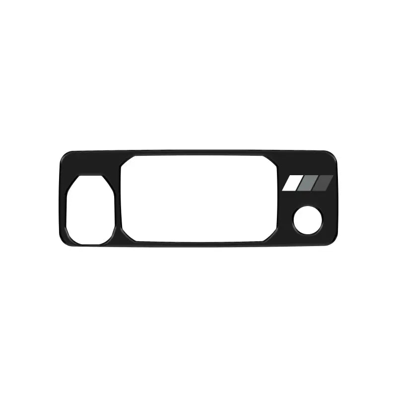 Black tailgate handle accent overlay with gray stripes for 2016-2023 Toyota Tacoma, providing a subtle and modern aesthetic.