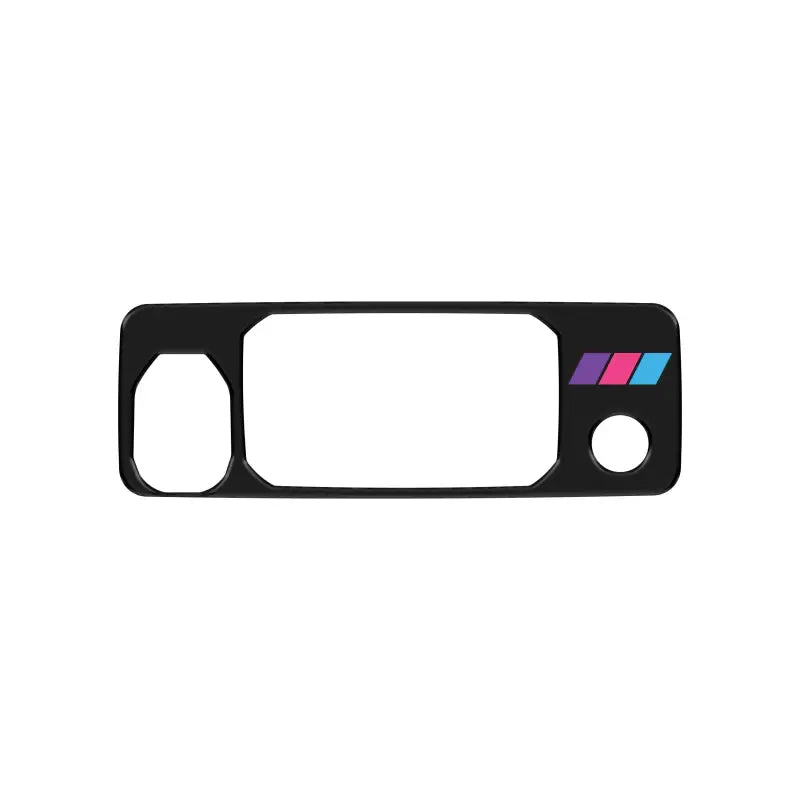 Black tailgate handle accent overlay with purple and blue stripes for 2016-2023 Toyota Tacoma, offering a unique and vibrant style.