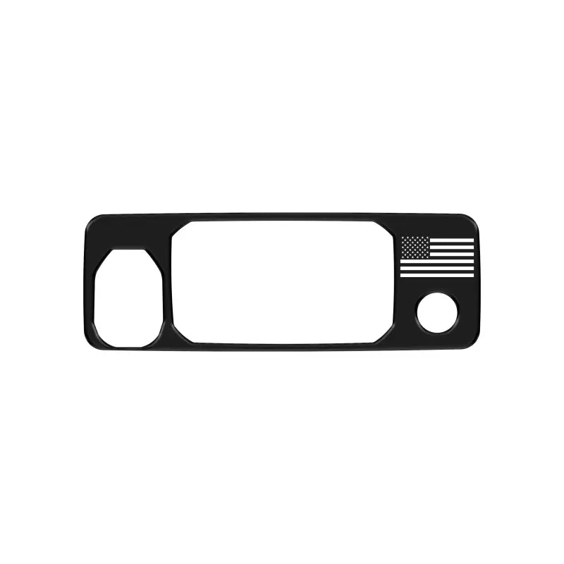Black tailgate handle accent overlay with a monochrome US flag design for 2016-2023 Toyota Tacoma, offering a sleek and understated look.