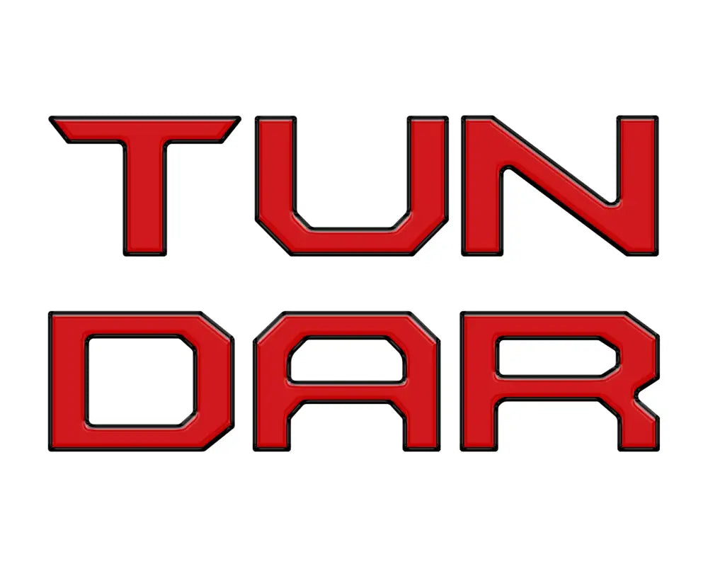 Red tailgate letter inserts for Toyota Tundra 2014-2021, providing a bold and eye-catching appearance.