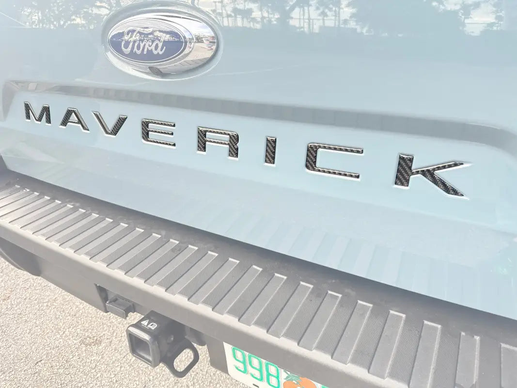 Ford Maverick tailgate with custom tailgate letter inserts for 2022-2024 models