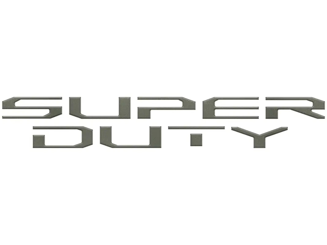 Metallic SUPER DUTY tailgate letter inserts on Ford Super Duty truck for 2023-2024
