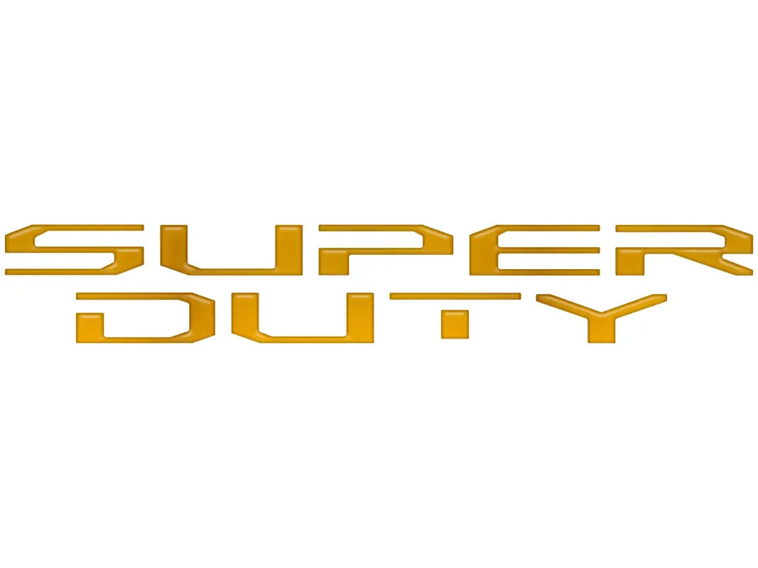 Gold Super Duty tailgate letter inserts for 2023-2024 Ford Super Duty truck