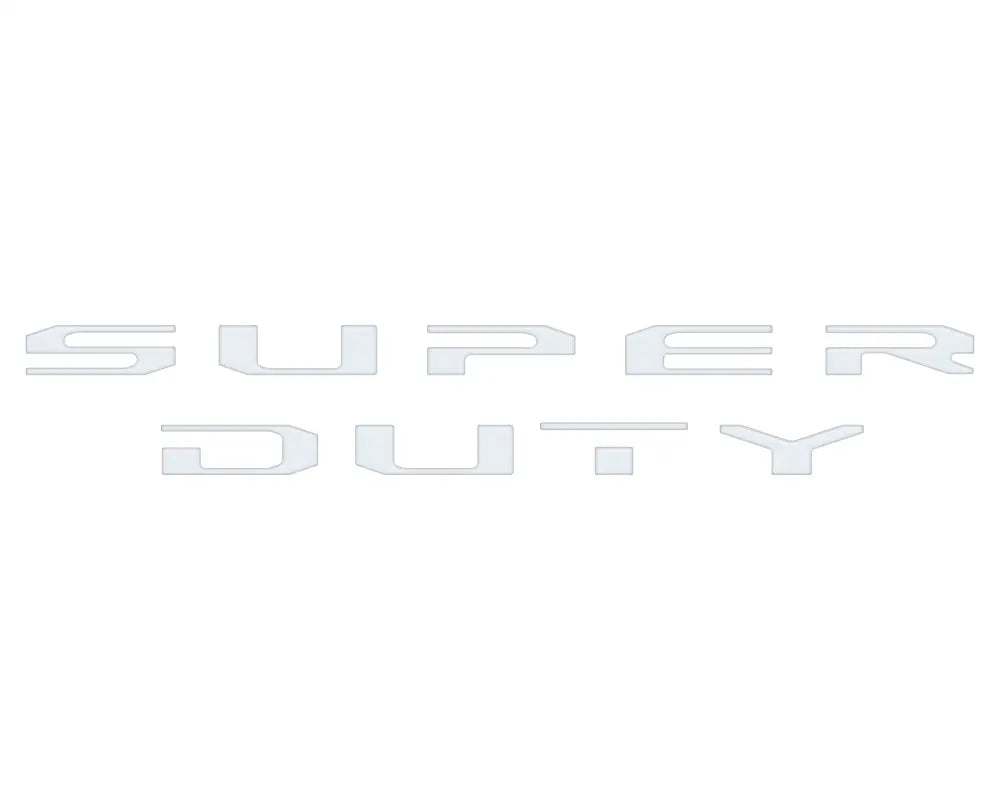 Super Duty tailgate letter overlays displayed on Ford Super Duty Platinum/Limited trucks