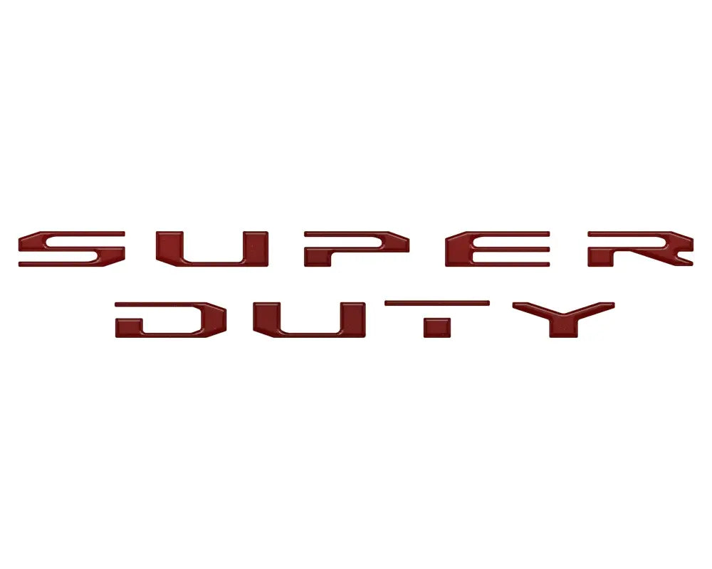 Red SUPER DUTY tailgate letter overlays for 2020-2022 Ford Super Duty Platinum/Limited