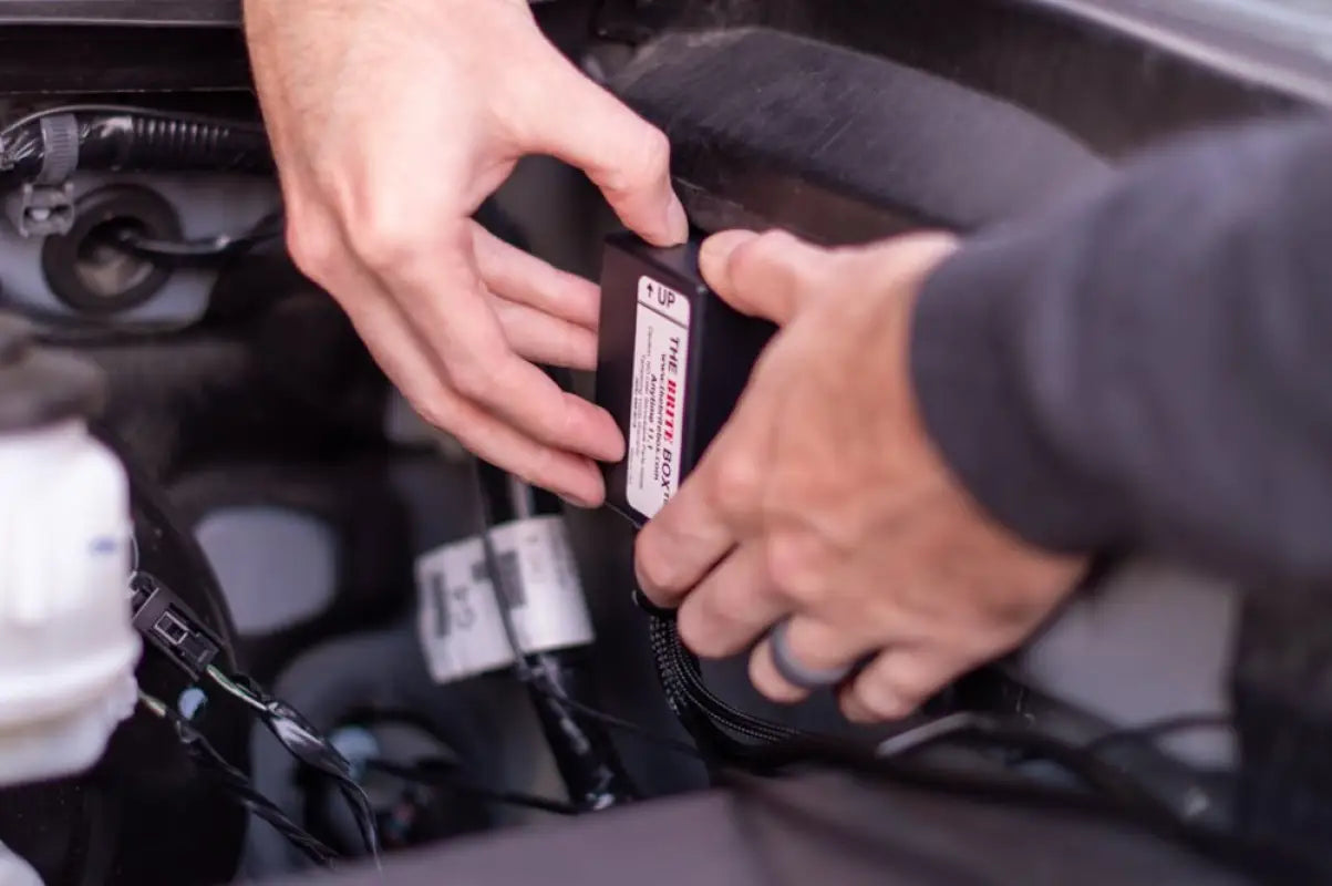 Installation of The Brite Box in a Toyota Tundra 2000-2006, showcasing its compact design and easy setup.