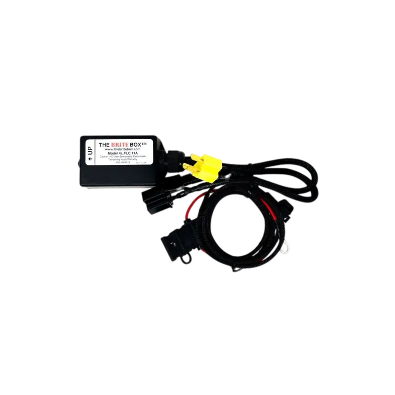 The Brite Box for Toyota Tundra 2000-2006 with wiring harness and connectors for automatic high beam control.