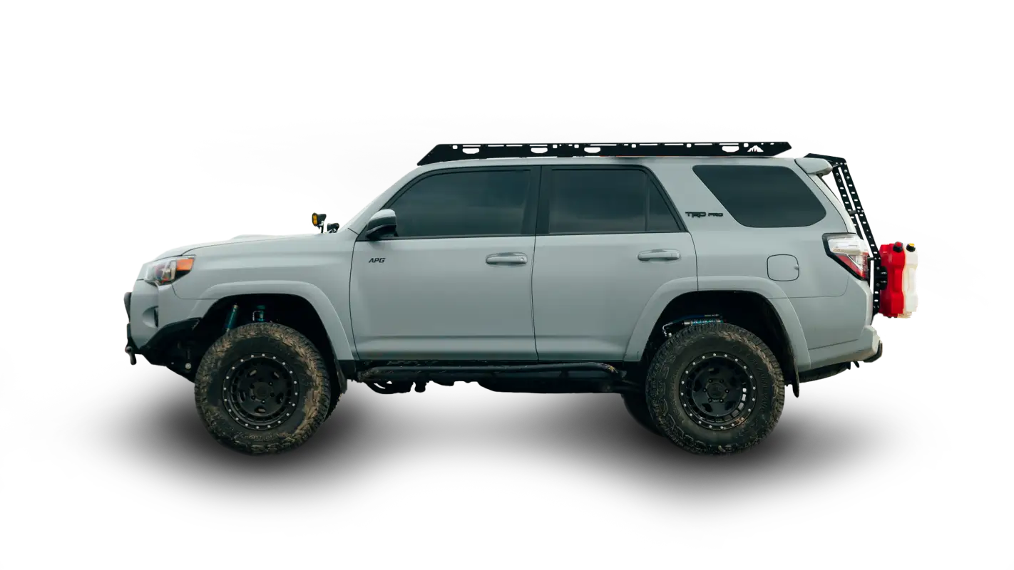 Gray off-road SUV with full-length aluminum roof rack on 10-24 4Runner vehicle