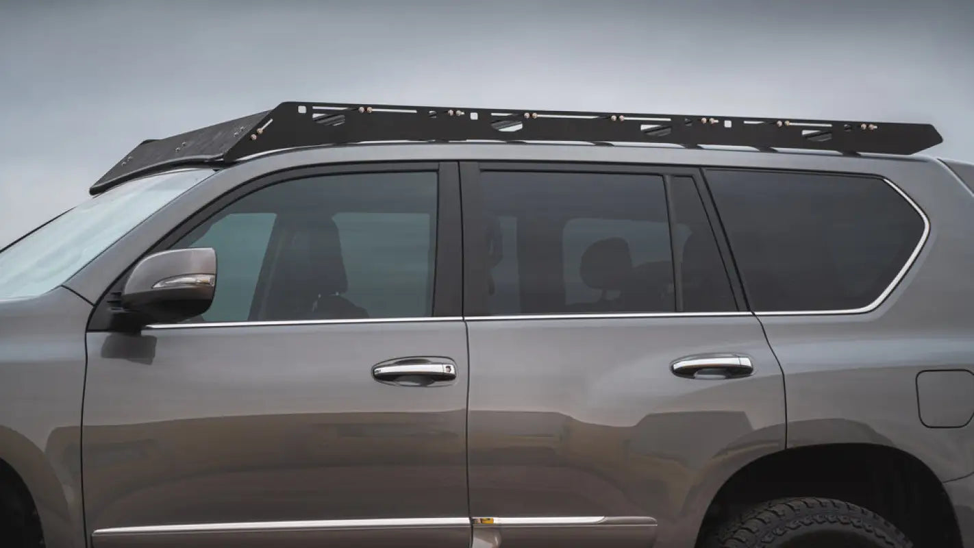 Gray SUV with roof rack featuring stainless steel hardware for Lexus GX460