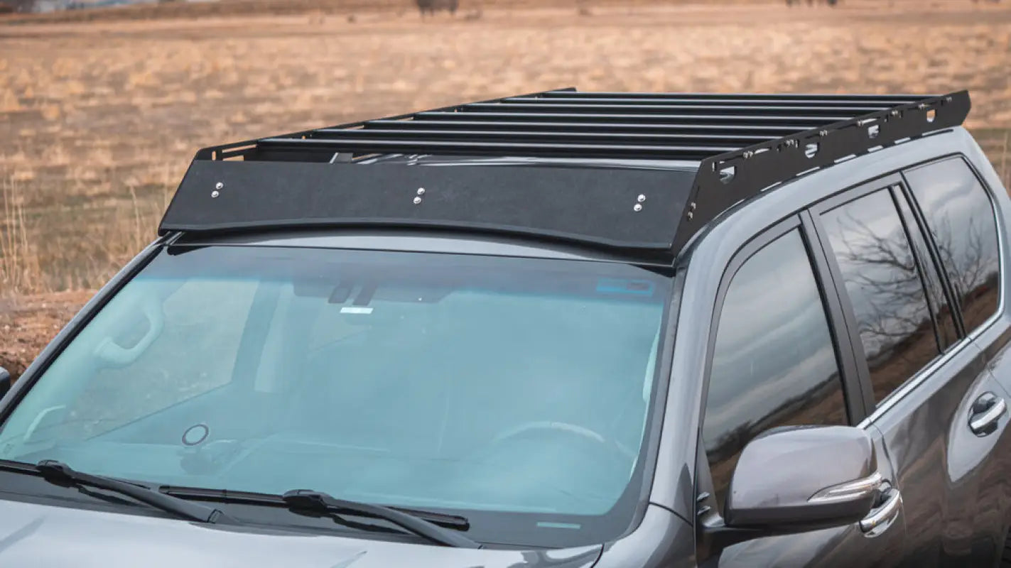 Gray SUV with black roof rack for Lexus GX460 featuring stainless steel hardware