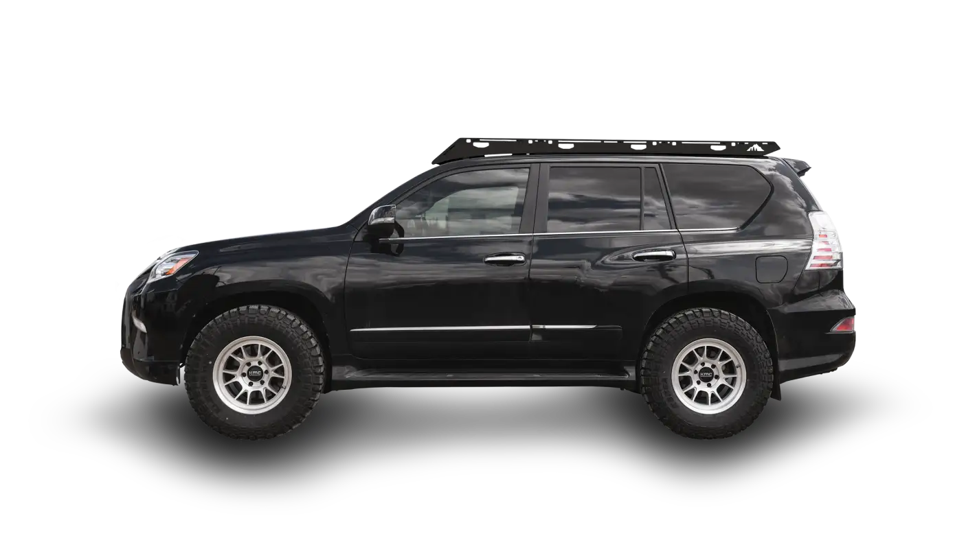 Black SUV with roof rack for Lexus GX460 featuring stainless steel hardware