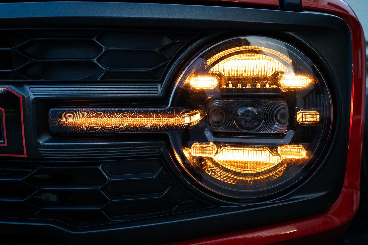 Topo Shortie Style Light Bar Overlays (Printed Series) For 2021+ Bronco (Standard Headlights)
