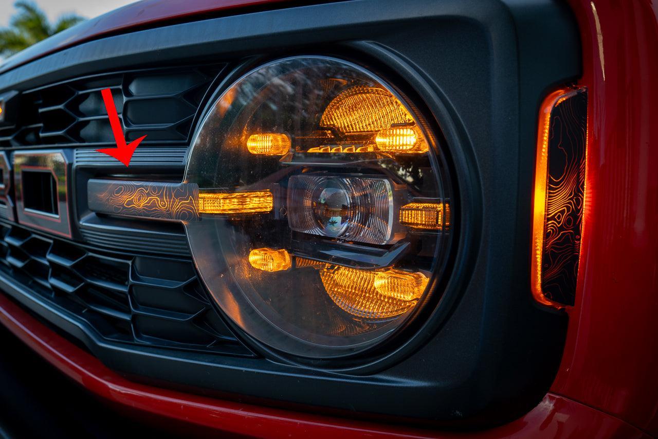 Topo Shortie Style Light Bar Overlays (Printed Series) For 2021+ Bronco (Standard Headlights)