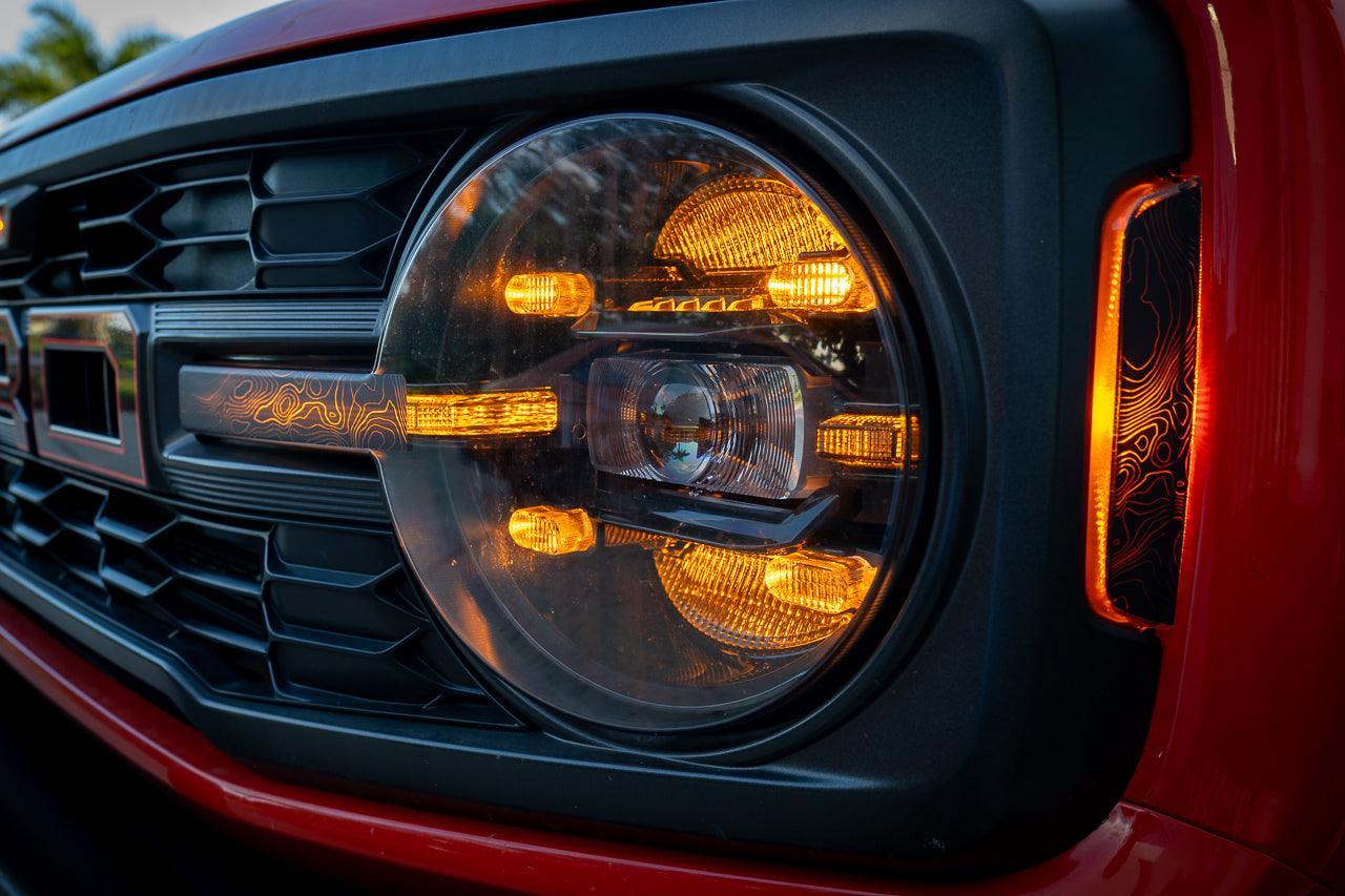 Topo Shortie Style Light Bar Overlays (Printed Series) For 2021+ Bronco (Standard Headlights)