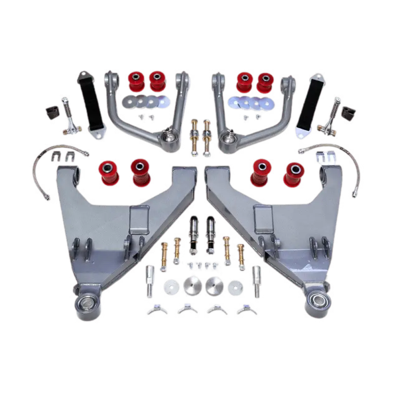 Total Chaos +2 Expedition Long Travel Kit for FJ Cruiser (07-09) and GX470 (03-09) featuring extended control arms, urethane bushings, and CNC machined components for enhanced off-road suspension performance.