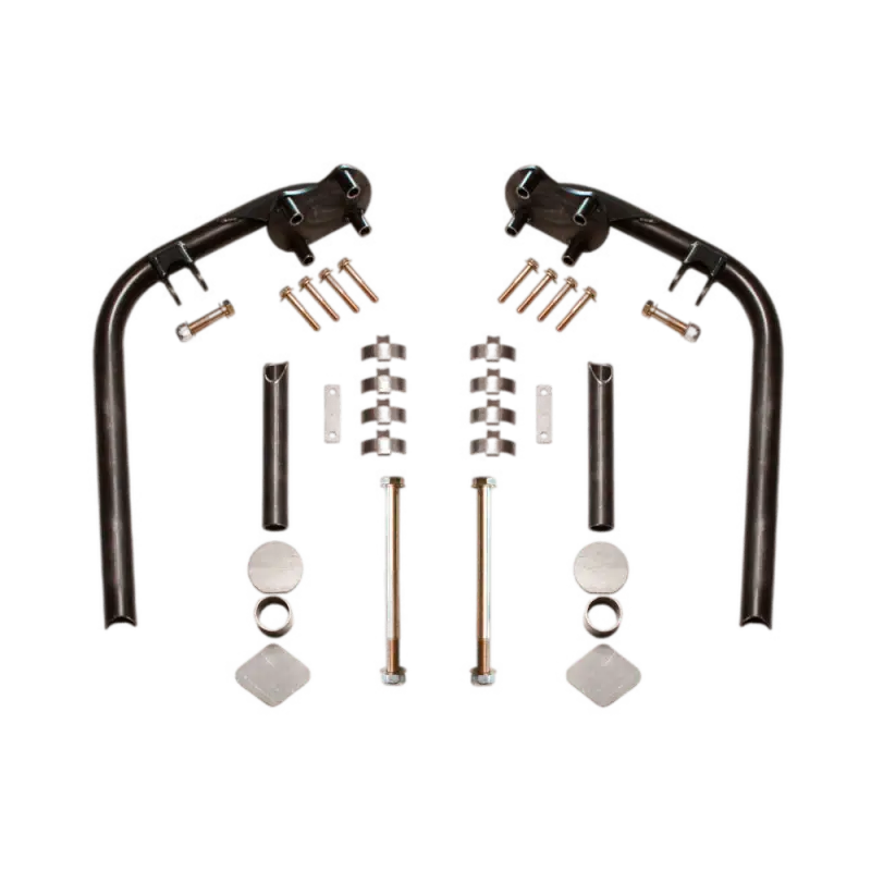 Total Chaos dual shock hoops for 2007-2021 Tundra, compatible with stock length control arms. Includes hardware for suspension upgrade.
