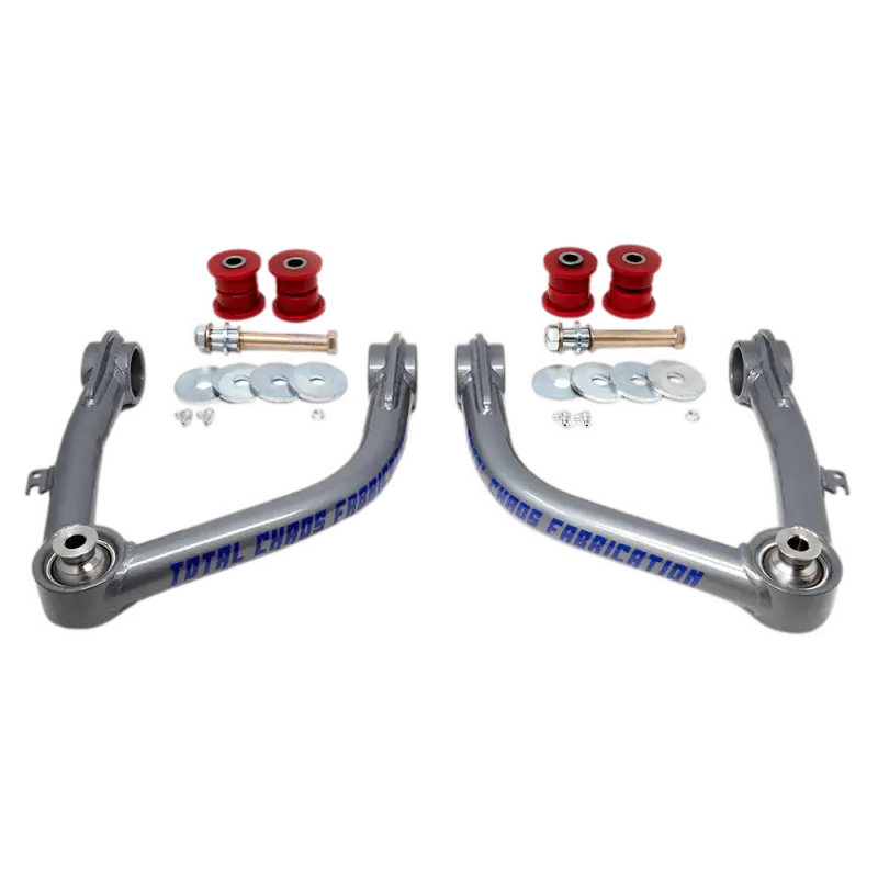 Total Chaos Upper Control Arms for Tundra (07-21) and Sequoia (08-21) with urethane bushings, chromoly arms, and caster correction.