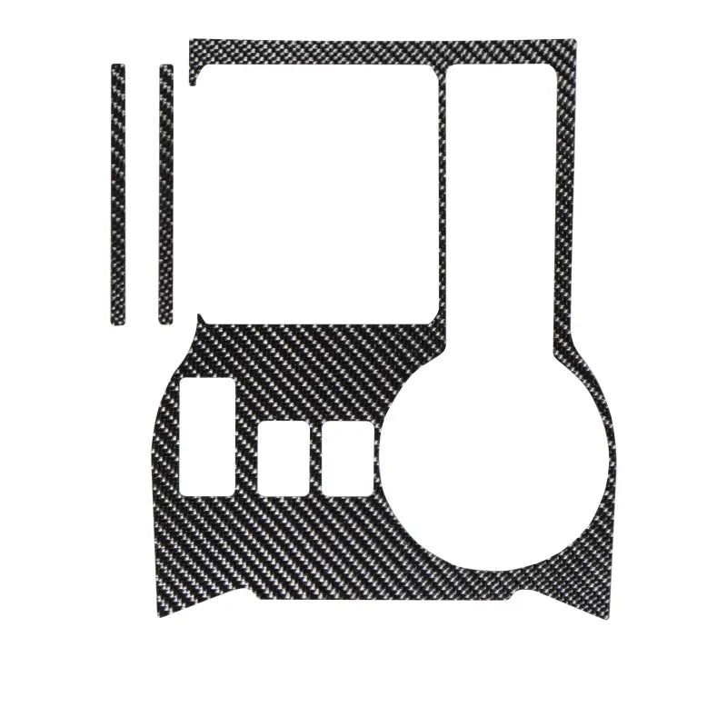 Uninstalled carbon fiber-style transmission console accent trim designed for 2014-2024 Toyota 4Runner, featuring precise cutouts for easy application.