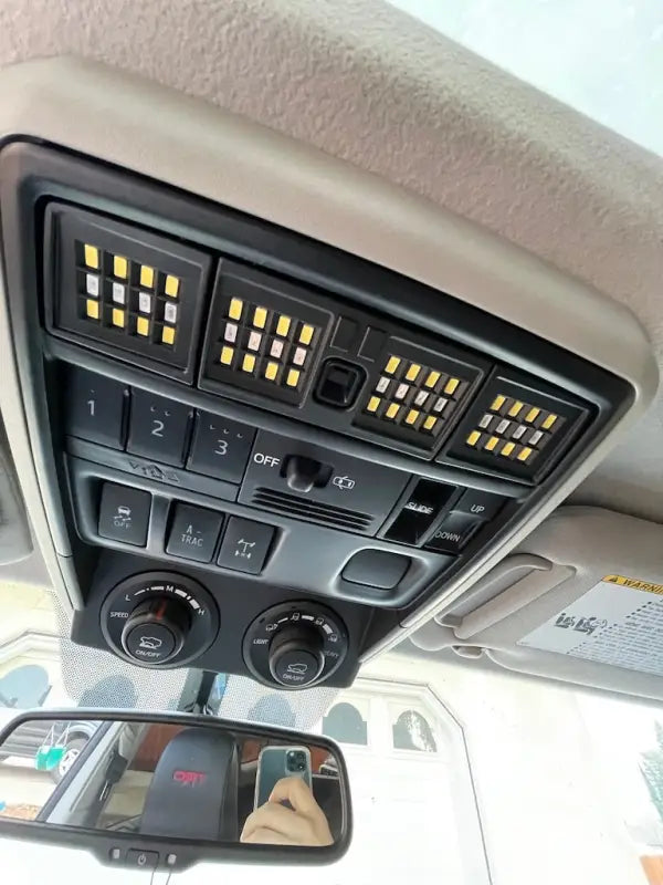 Installed Ultimate Map Lights in a 4Runner interior, showcasing dual color LED panels with a seamless fit and enhanced illumination.