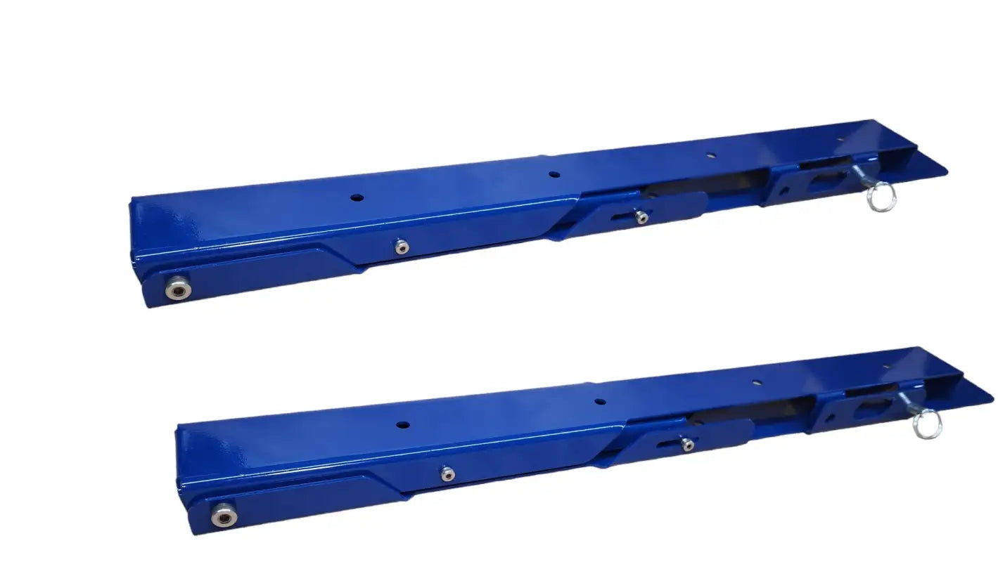 Universal Tilt Slide Adapter in a compact, folded position, highlighting its steel construction and compatibility with fridge slides.