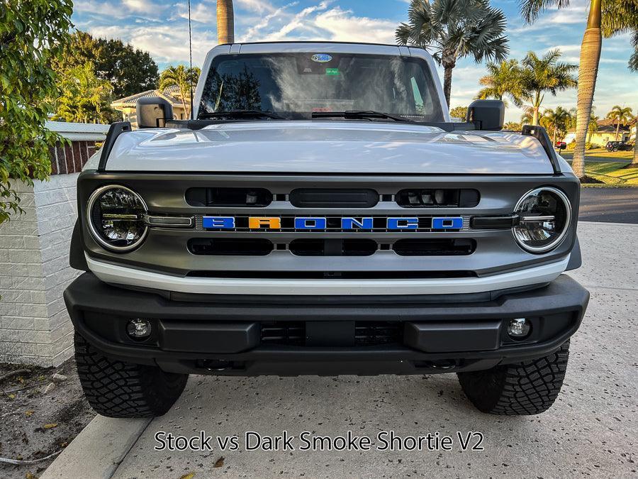 V2 Smoked Shortie Style Light Bar Overlays For 2021+ Bronco (Standard Headlights)