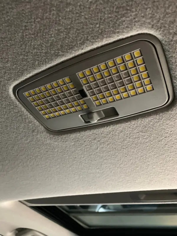 V2 Dome Light installed in 5th Gen 4Runner ceiling, showcasing its seamless fit and bright LED panel for interior lighting.