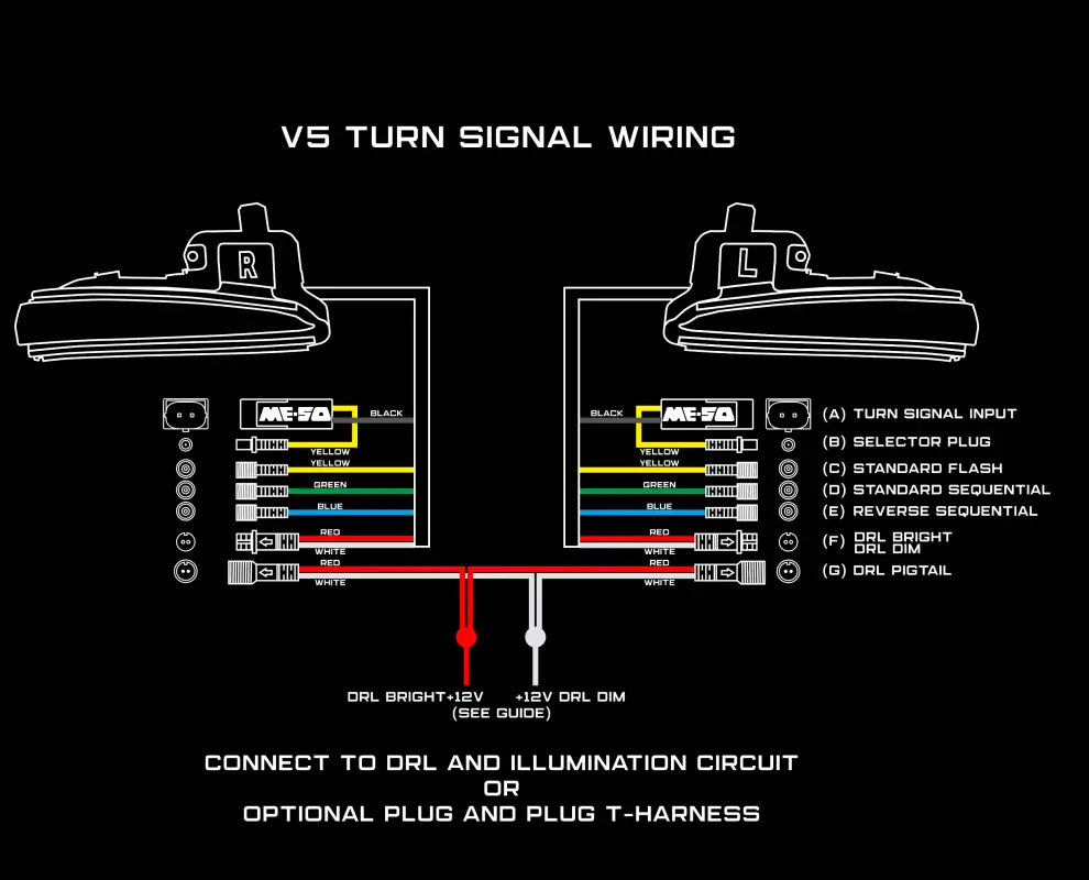 V5 Switchback Signal wiring diagram for 16-23 Tacoma, detailing connections for DRL, turn signal, and illumination circuits.