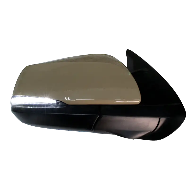 V5 Switchback Signals for 16-23 Tacoma in white mode, showcasing bright LED illumination on a side mirror.