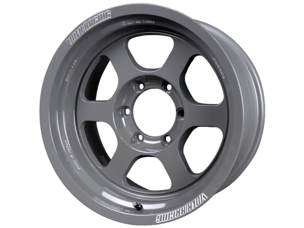 Side angle of Volk Racing TE37XT M-Spec wheel in Arms Gray, showcasing its lightweight forged 6-spoke design and durable finish.