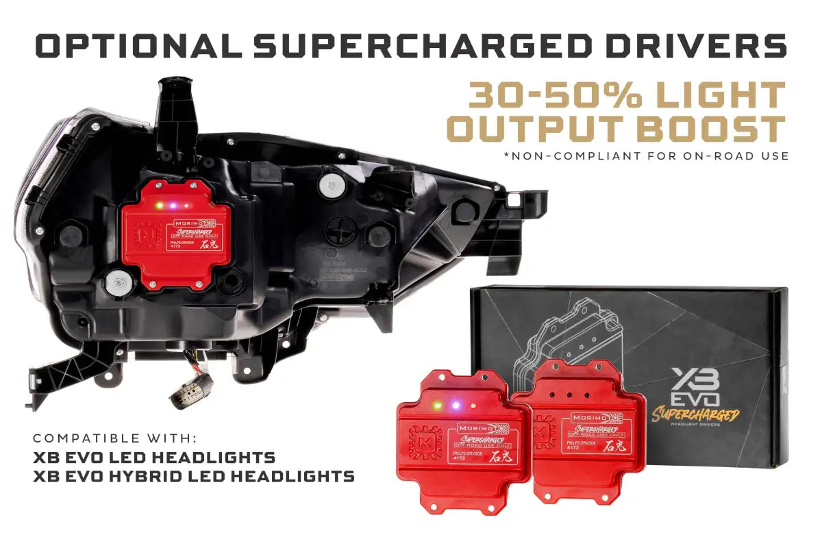 Evo Hybrid Headlights for 14-24 4Runner with automotive headlight and supercharged driver kit