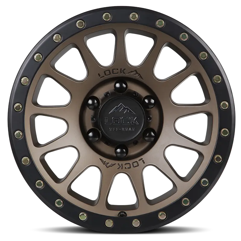 Front view of YOSEMITE Matte Bronze off-road wheel featuring a 13-spoke design, beadlock accents, and robust construction for extreme terrains.