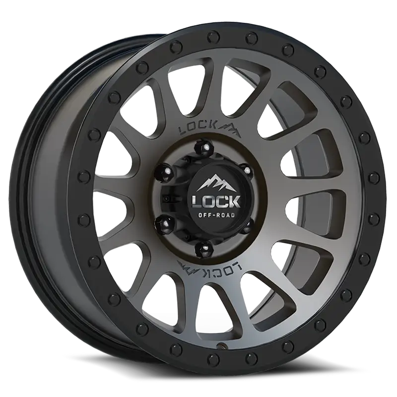 YOSEMITE - Off-Road Lock wheel in matte grey finish, featuring a 13-spoke design with TACT finish, ideal for off-road vehicles. Shown at an angled side view.