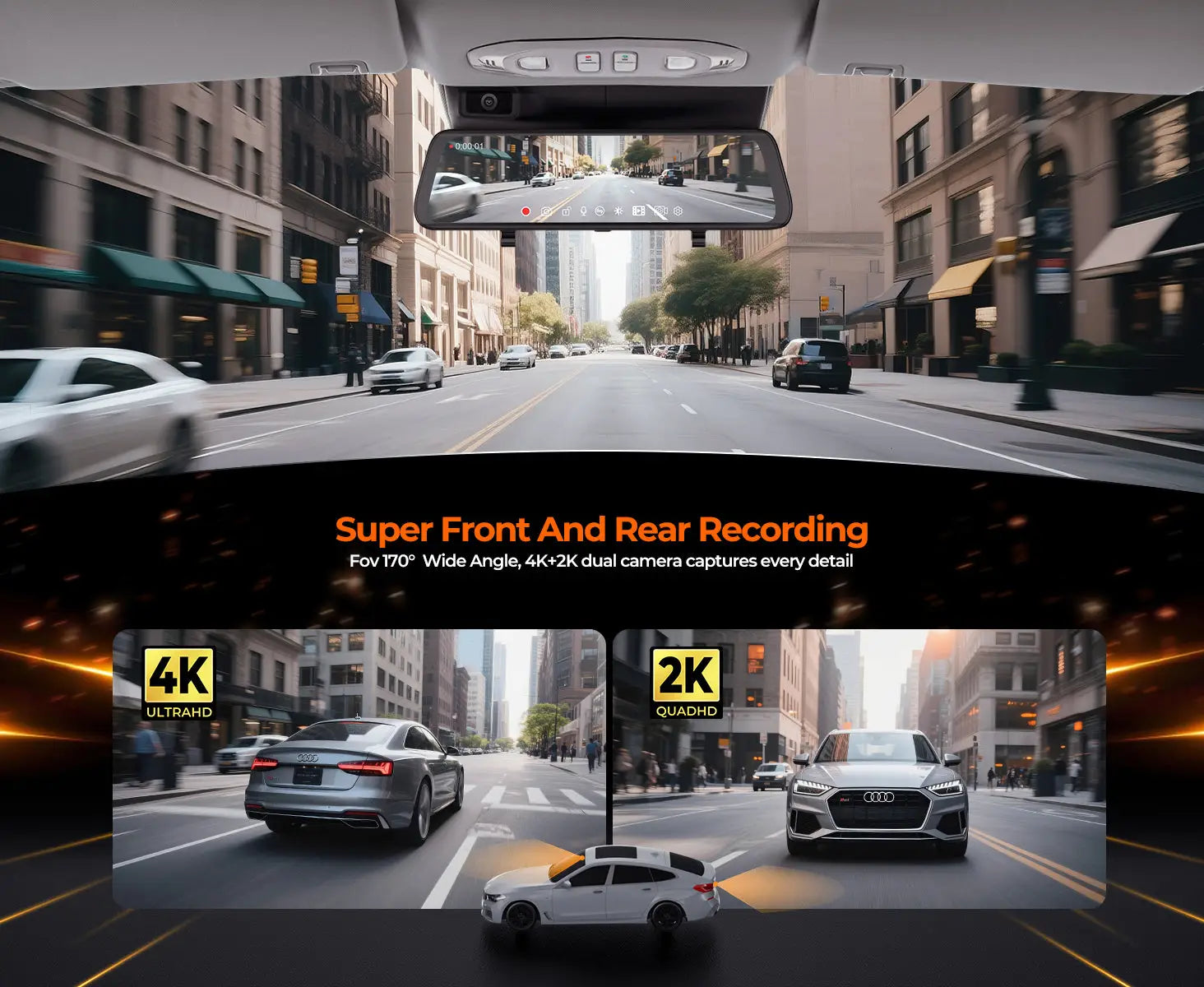 XR10 Pro 4K Front & 2.5K Rear Cameras 10’’ IPS Touchscreen with Built-in Wi-Fi