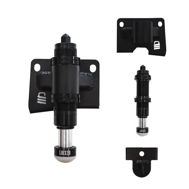 Complete Tacoma bolt-on bump stop kit for 2005-2021 models, showcasing brackets, bump stops, and strike plates for suspension upgrades.