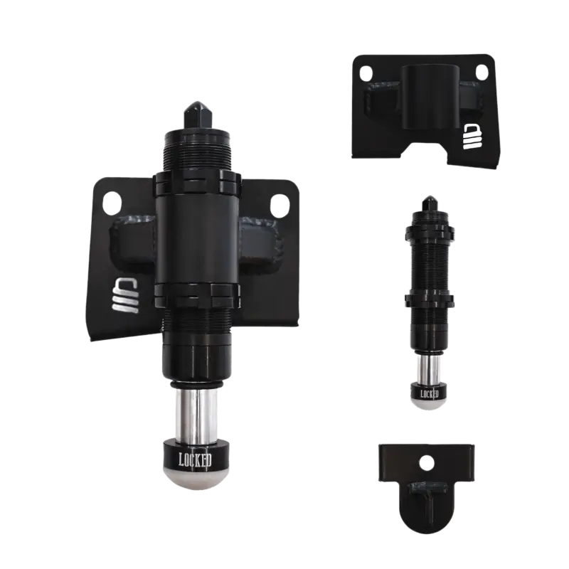 Tacoma bolt-on bump stop kit for 2005-2021 models, featuring durable brackets, strike plates, and mounting hardware for suspension enhancement.