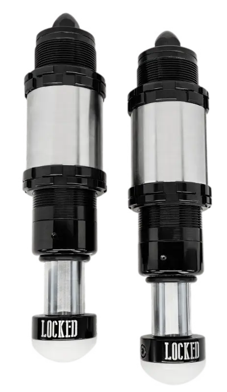 2.0-inch threaded bump stop kit with hydraulic adjustable travel, featuring durable black and silver construction for off-road suspension systems.