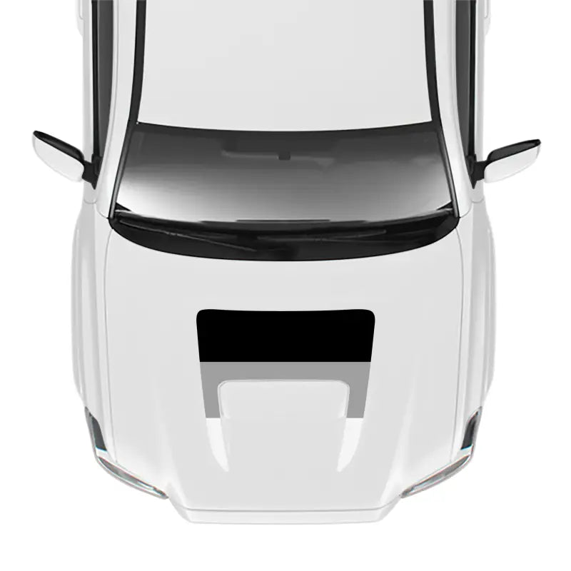 White car top-down view showcasing the 2016-23 Tacoma Sport Hood Stamp
