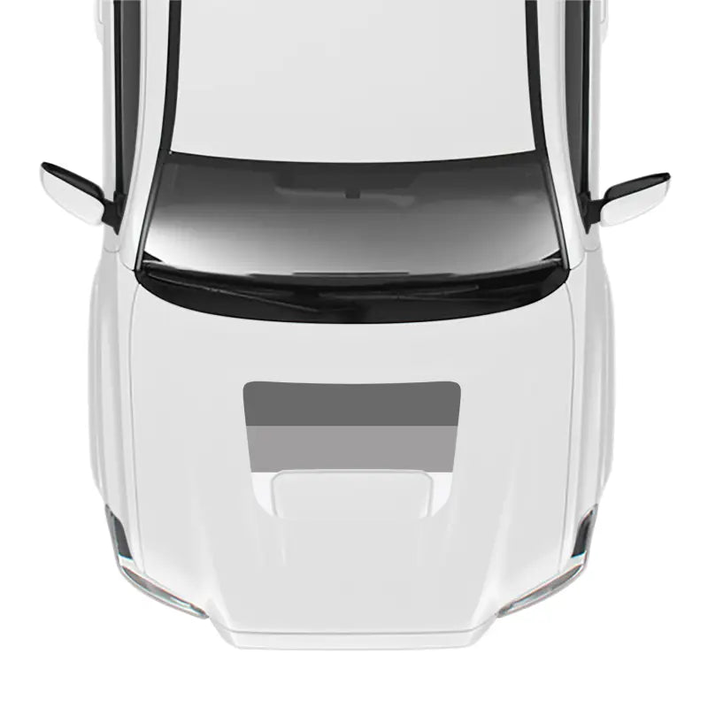 White car top view showcasing the Tacoma Sport Hood Stamp for Pro Sport Hood styling