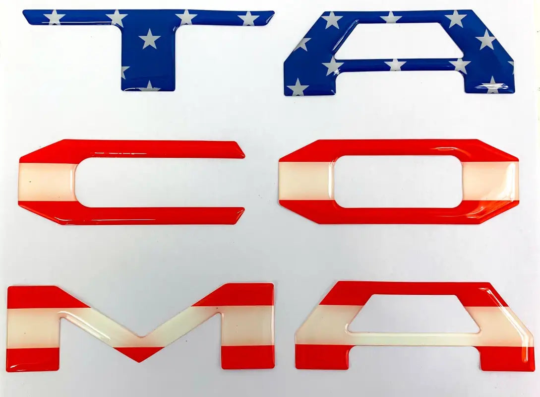 2016-23 Tacoma Tailgate Inserts with patriotic designs and custom color route protection