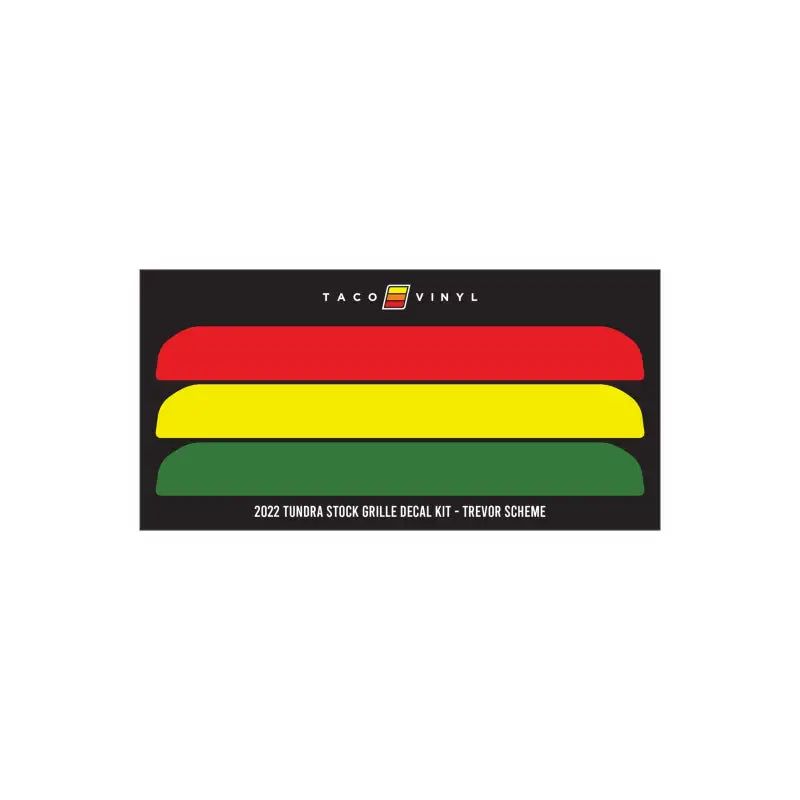 Red, yellow, and green offroad grille decal kit for 2022+ Tundra Offroad Grille