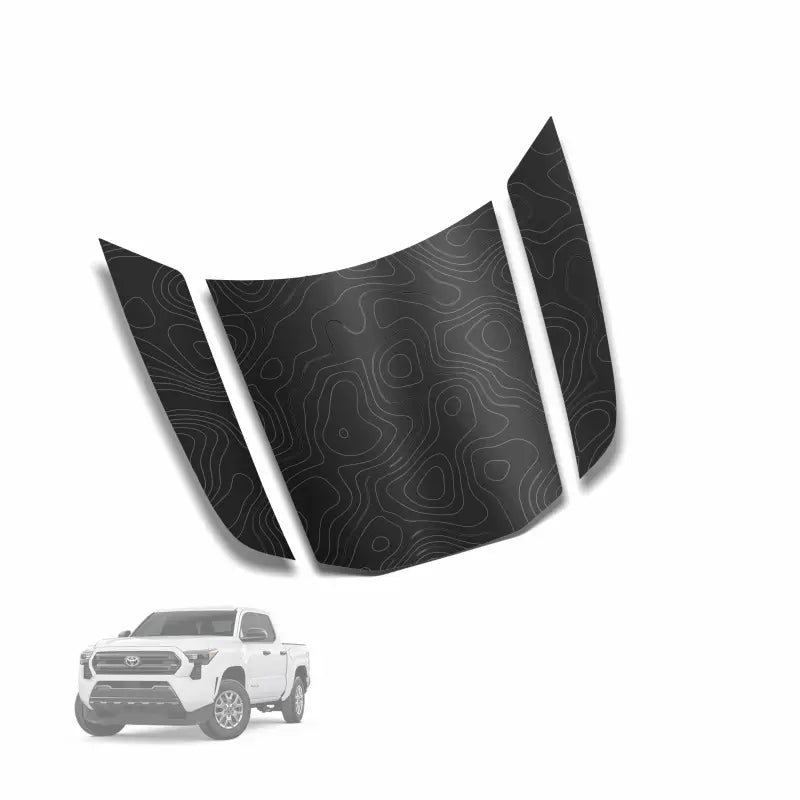 Topographic pattern car hood decal for 2024 Tacoma Apex Hood Stamp featuring hood stamp design