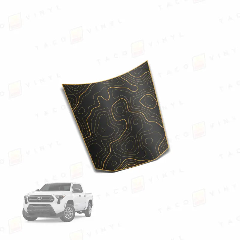 2024 + Tacoma Center Hood Stamp - Satin Black w/Orange Topo - Hood Stamp