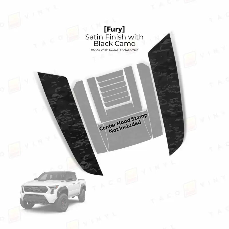Truck hood decal kit featuring Fury Hood Stamp for 2024+ Tacoma Fury Hood upgrades