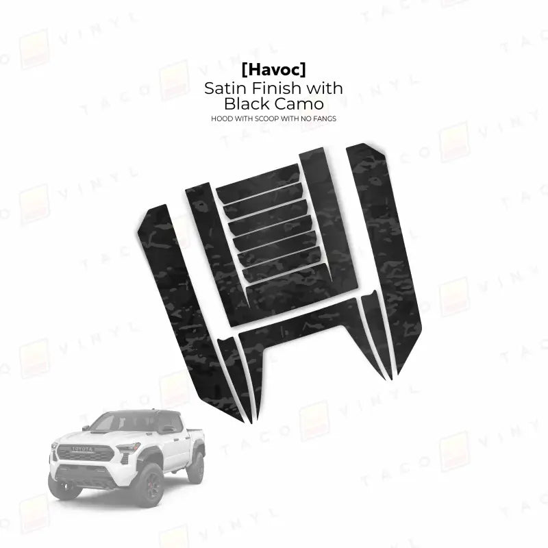 2024 + Tacoma Havoc Hood Scoop Stamp (W/ No Fangs) - Satin Black Camo - Hood Stamp