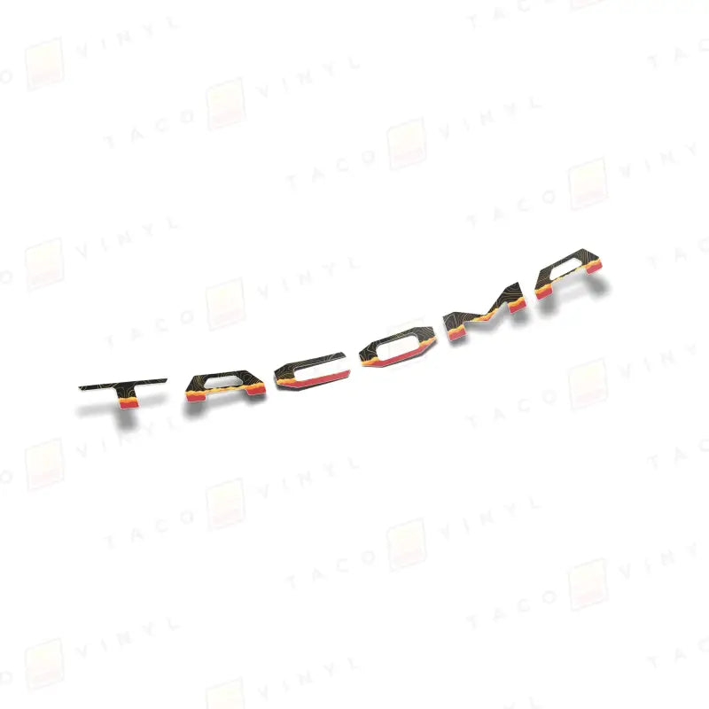 Tacoma lettering emblem on 2024+ Tacoma tailgate with air release vinyl and route protection